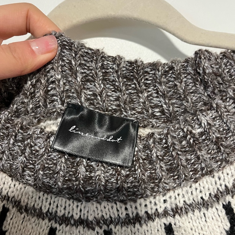 Line & Dot Apres Gray and White Fair Isle Crewneck Sweater Dress - Picture 6 of 7